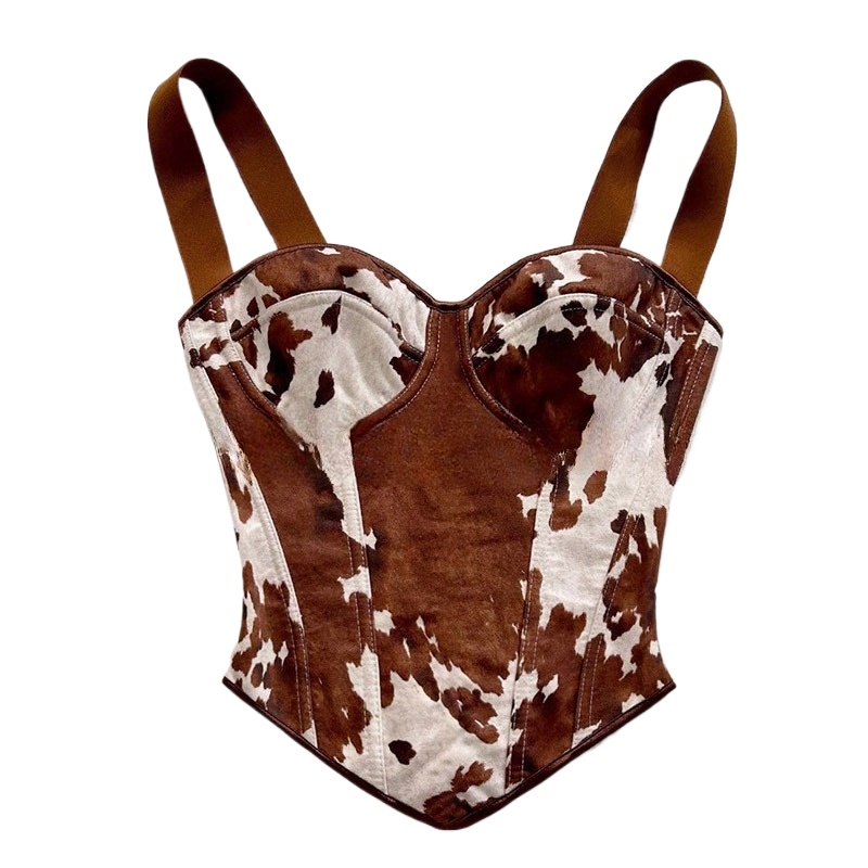 Medieval Renaissance Dress Women - Top Corset Feminino Estampa de Vaca