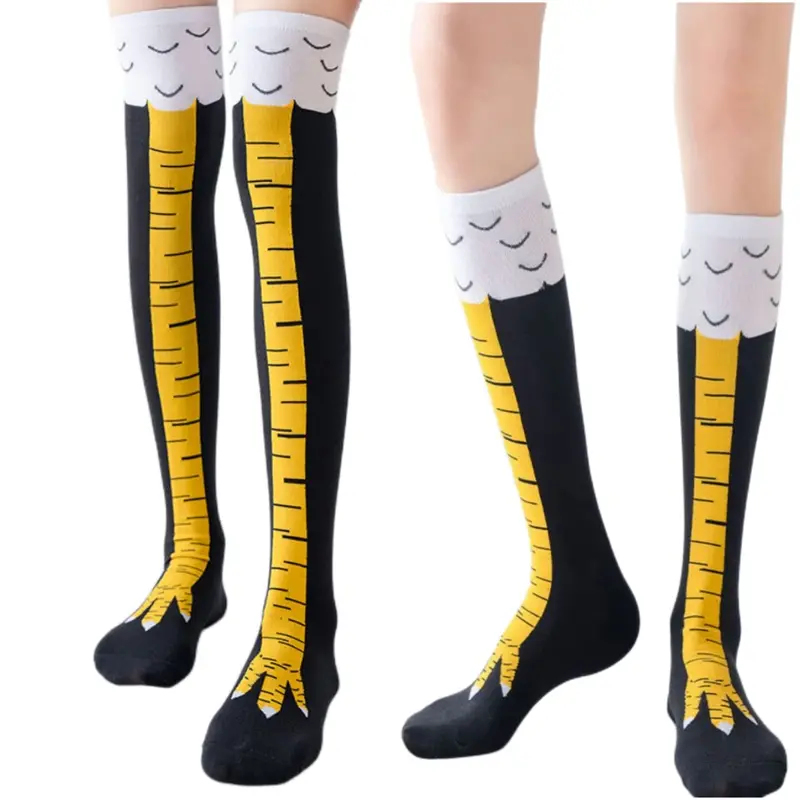 Funny Chicken Leg Socks - 1/2/4 Pares de Meias Femininas até