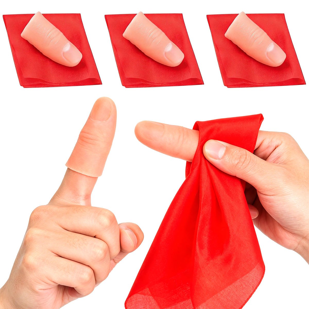 Thumb Tip Magic Trick Set - Conjunto de 3 Peças: Lenço Mágico