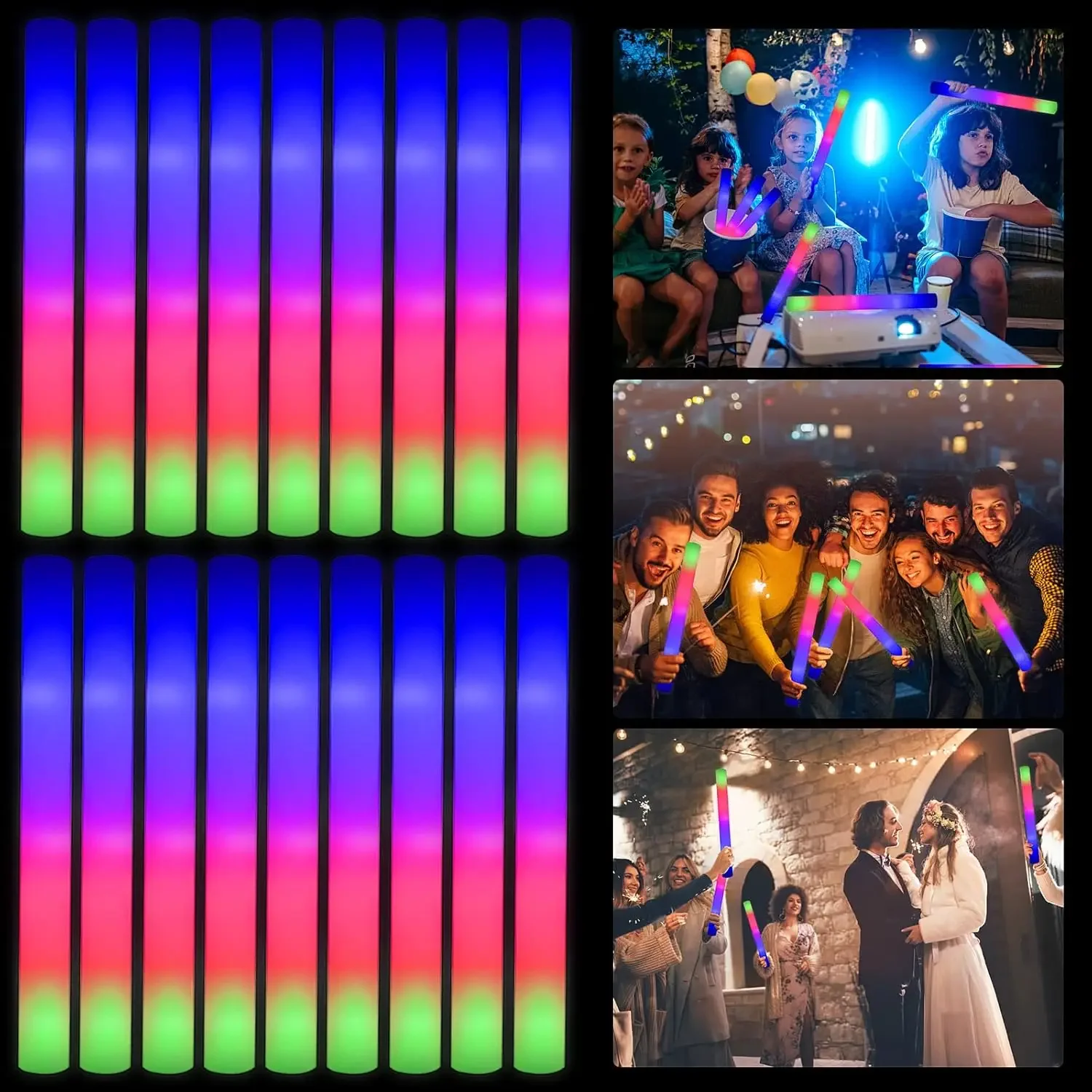 Flashing Led Foam Sticks Party - 3Z-50PCS Bastões de Espuma LED Brilhantes