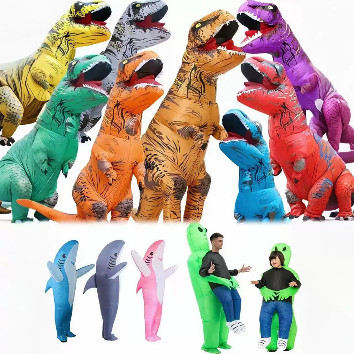 Inflatable Dinosaur Costume Adult - Fantasia Inflável de T-Rex para Adultos,