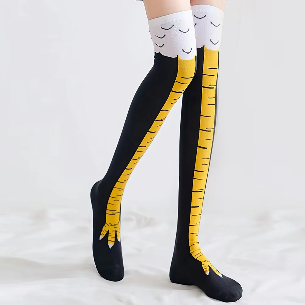 Funny Chicken Leg Socks - 1/2 pares de meias altas de