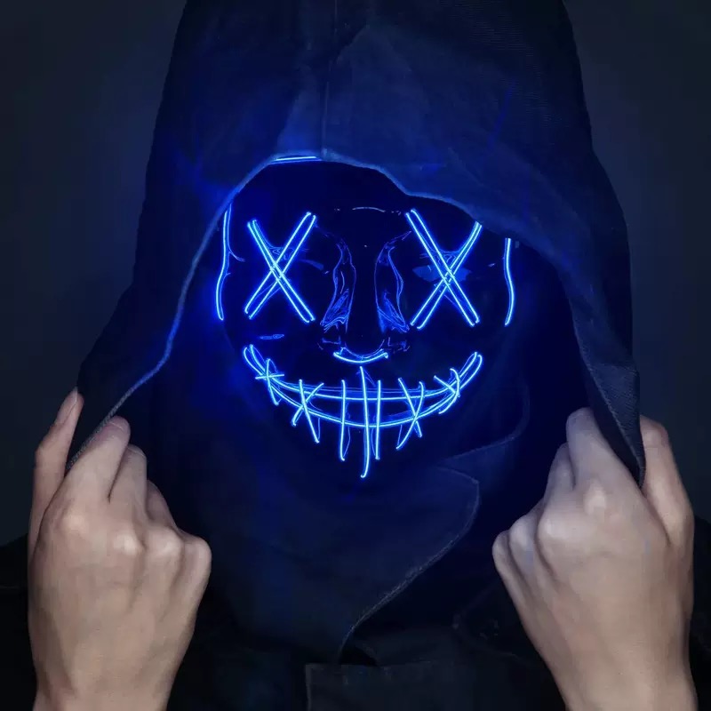 Led Purge Mask Halloween - Máscara LED Brilhante Preta em Forma