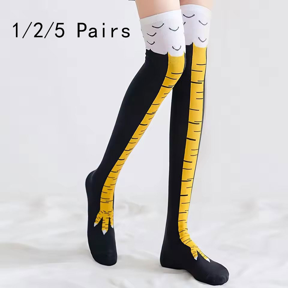 Funny Chicken Leg Socks - 1/2/5/10 pares mulheres joelho meias altas