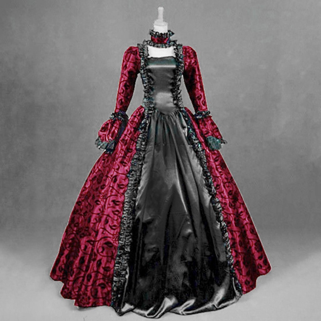 Medieval Renaissance Dress Women - Feminino vintage requintado vestido gótico retro