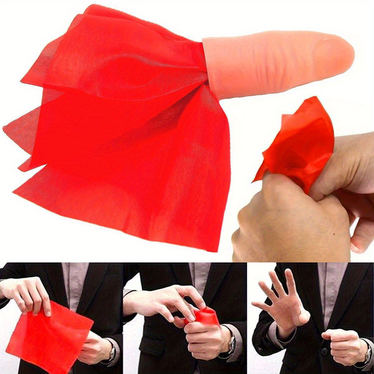 Thumb Tip Magic Trick Set - 1 conjunto cachecol-vanish magia polegar ponta