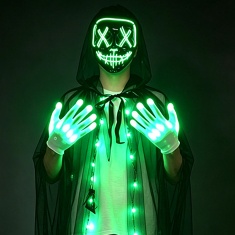Led Purge Mask Halloween - Conjunto de luvas e máscara de