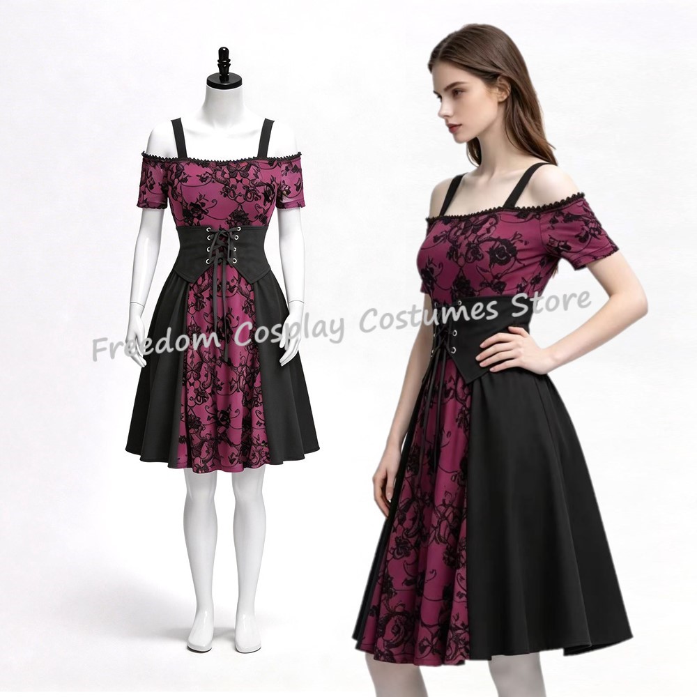 Medieval Renaissance Dress Women - Vestido Curto Feminino Gótico Punk Medieval