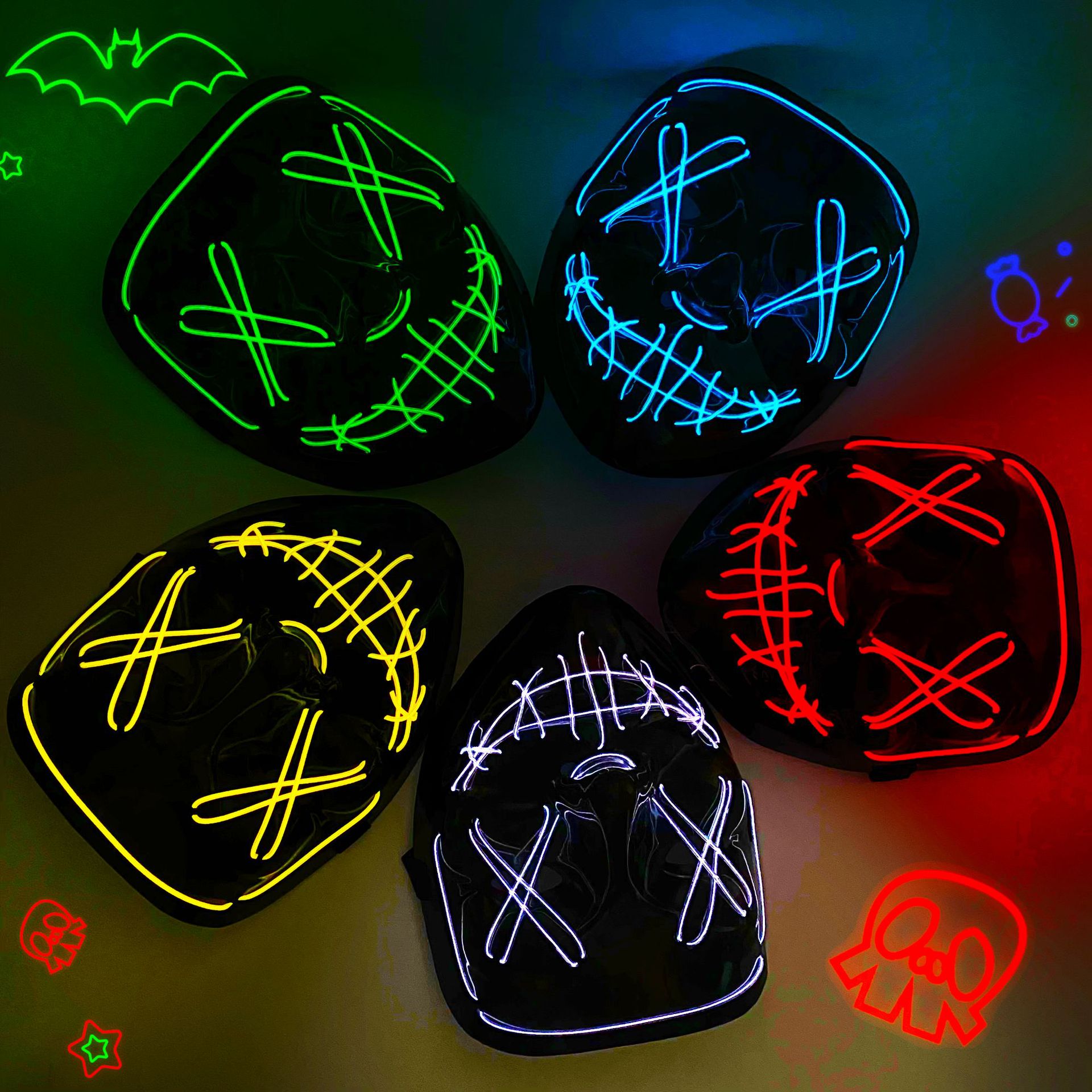 Led Purge Mask Halloween - Máscara led halloween carnaval natal masquerade