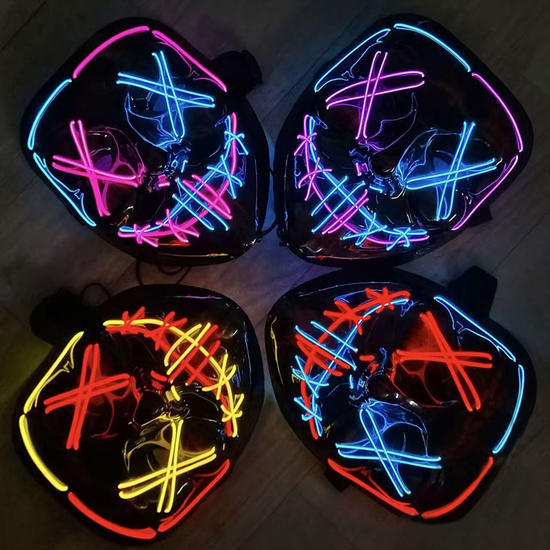 Led Purge Mask Halloween - Máscaras LED Luminosas Sem Fio Assustadoras
